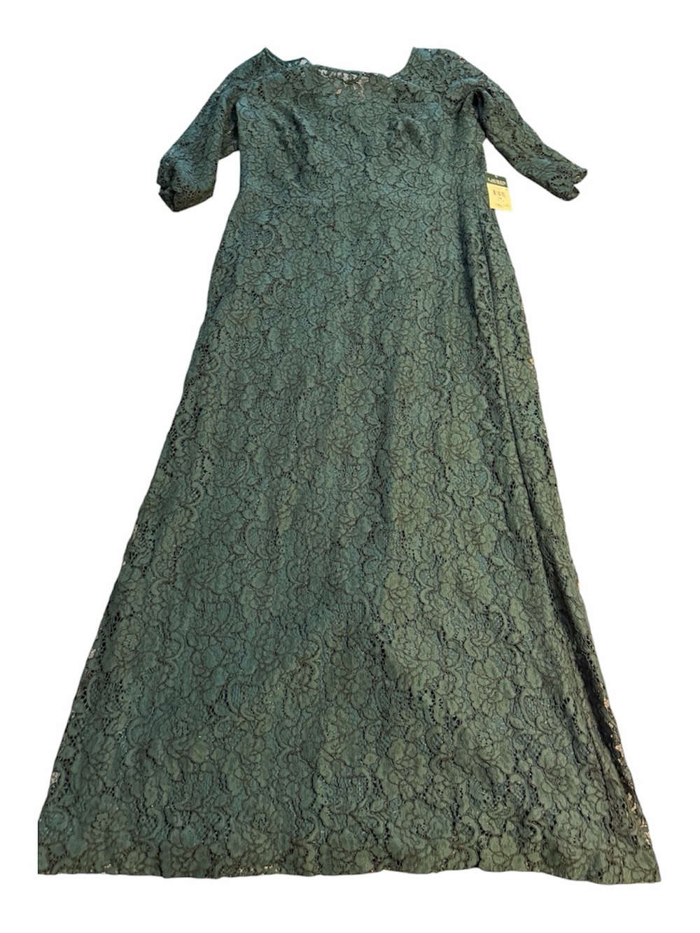 NWT LAUREN RALPH LAUREN Forest Green Lace Maxi Evening Dress